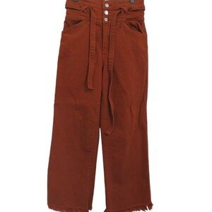 J Brand Eclair Sukey Crop Wide Leg Jean Rust Orange Sz 27